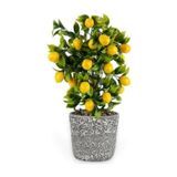 Dekoratif Beton Saksıda Büyük Boy Yapay Limon Ağacı
