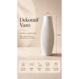 Dekoratif Beyaz Vazo, Dalgalı Dokulu, Modern Tasarım, 18 cm, Salon ve Masaüstü için Şık Dekorasyon Objesi