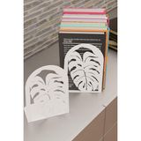 Dekoratif Beyaz Yaprak Desenli Metal Kitap Tutucu Kitap Desteği (Ikili Set) MK14B