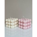 Dekoratif Bubble Mum 2li - Beyaz- Pembe