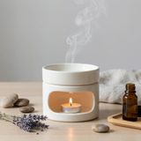 Dekoratif Buhurdanlık – Seramik Modern Tasarım, Aromaterapi ve Uçucu Yağ Kullanımına Uygun, Minimal Ortam Dekoru, 10x10 cm