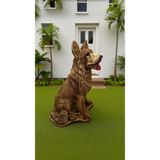 Dekoratif Büyük Boy 55 cm Kahverengi Kurt Köpek Bahçe Balkon Ev Dekorasyonu Biblo Heykel