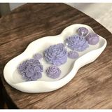 Dekoratif Büyük Tabakta Mor Şakayık Çiçek Bahçesi Soya Wax Mum