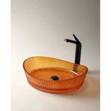 Dekoratif Cam Lavabo Kırmızı 52 Cm