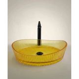 Dekoratif Cam Lavabo Sarı 52 Cm