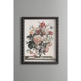 Dekoratif Çiçek Vazosu - Vintage Desenli Çerçeve - İnce Model, Gümüş, 15 x 21