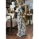 Dekoratif Çita Gümüş Rengi Leopar Desenli Biblo Puma Büst Heykel 70 Cm