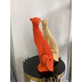 Dekoratif Çita Leopar Biblo büst Heykel Turuncu