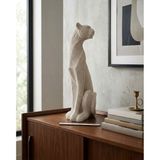 Dekoratif Çita Leopar Krem Rengi Biblo büst Heykel 43 Cm
