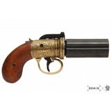 Dekoratif Denix-6 Varil Pepper-Box Revolver, İngiltere 1840