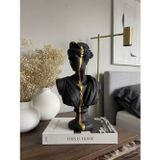 Dekoratif Diana Büst Biblo – Antik Yunan Heykel Tarzı, Biblo Siyah Gold Lüks Salon Konsol Süs Objesi (polyester)