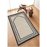 Dekoratif Dijital Baskılı Siyah Kaymaz Taban Seccade Namazlık 75 x 120 - 75 x 120 cm - Bej