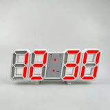 Dekoratif Dijital Led Masa Duvar Saati 3D Dijital Saat Çalar Saat Led Elektronik Saat Beyaz Kasa Kırmızı Işık