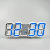 Dekoratif Dijital Led Masa Duvar Saati 3D Dijital Saat Çalar Saat Led Elektronik Saat Beyaz Kasa Mavi Işık