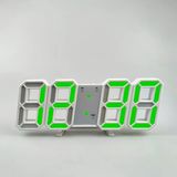 Dekoratif Dijital Led Masa Duvar Saati 3D Dijital Saat Çalar Saat Led Elektronik Saat Beyaz Kasa Yeşil Işık
