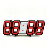 Dekoratif Dijital Led Masa Duvar Saati 3D Dijital Saat Çalar Saat Led Elektronik Saat Siyah Kasa Kırmızı Işık