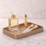 Dekoratif Dikdörtgen Tepsi 22x15 cm – Banyo Organizer, Sabunluk ve Kozmetik Düzenleyici, Tezgah Üstü Mini Organizer (Vizon)