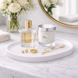 Dekoratif Dikdörtgen Tepsi – 31x22 cm Banyo Tezgah Organizer, Sabunluk ve Kozmetik Düzenleyici, Modern Sunum Tepsisi (Beyaz)