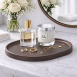 Dekoratif Dikdörtgen Tepsi – 31x22 cm Banyo Tezgah Organizer, Sabunluk ve Kozmetik Düzenleyici, Modern Sunum Tepsisi (Taupe)