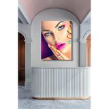 Dekoratif Dikey Kanvas Tablo Tekli Kuaför Güzellik Salonu Makyaj Nail Art Kadın Portre 1008