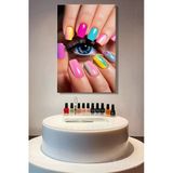 Dekoratif Dikey Kanvas Tablo Tekli Kuaför Güzellik Salonu Makyaj Nail Art Manikür 1440