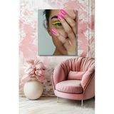 Dekoratif Dikey Kanvas Tablo Tekli Kuaför Güzellik Salonu Makyaj Nail Art Manikür Kadın Portre 1811