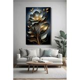 Dekoratif Dikey Kanvas Tablo Tekli Salon Mutfak Yatak Odası Ofis 3D Efekt Altın Lotus 1254