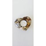 Dekoratif Doğal Taş Tealight Mumluk, Yuvarlak Tasarım, Beyaz
