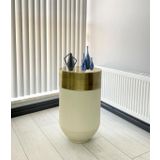 Dekoratif Eskitme Darbuka 70 cm Beyaz Sehpa