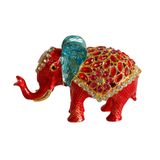 Dekoratif Fil Biblo, 12 cm, Kristal Taşlı, 3 Renk Seçeneği (Kırmızı, Turkuaz, Altın), El İşçiliği (Kırmızı)