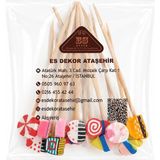 Dekoratif Fimo Süslü Kokteyl Kürdanları, 15'li Set, 8 Cm, Renkli Parti Sunum Çubukları - Çok Renkli