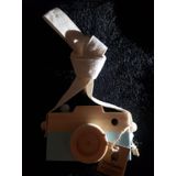 Dekoratif Fotoğraf Makinesi, Bebek Çocuk Boyun Asılı Fotoğraflı Sahne Kamera Oyuncak, Halatlı Sevimli Ahşap Kamera Oyuncaklar Çocuk Odası için (Bebek Mavisi)