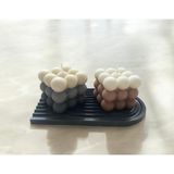 Dekoratif Gökkuşağı Tabak Üzerinde Doğal Soya Wax 2 Li Büyük Bubble Mum Set - 1 Adet