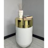 Dekoratif Gold Darbuka 70 cm Parlak Beyaz Sehpa