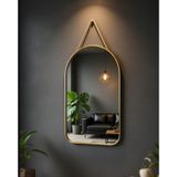 Dekoratif Gold Metal Kenarlı Yuvarlak Ve Oval Kenarlı Ayna Gold - Altın