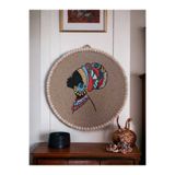 Dekoratif Hasır Duvar Panosu Boyama Bohem Duvar Tabağı Sanat Hasır Sepet Handmade - 35x35 Cm 1001000009101