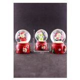 Dekoratif Hediye 3 Adet Yılbaşı Noel Baba ve Kardan Adam Temalı Mini Boy Işıklı Kar Küresi 6,5 cm