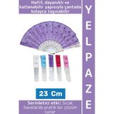 Dekoratif Hediye Sıcak Havalarda Etkili Katlanabilir Çanta Boy Çok Şık Plastik Pullu Yelpaze 23 Cm