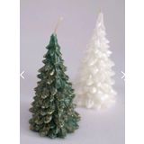 Dekoratif Hediyelik 2'Li Cam Agaci Mum Seti, Yesil, Beyaz Kokulu Mum Yilbasi Hediye Pine Tree Candle