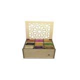 Dekoratif Hediyelik 9 Bölmeli Ahşap Çay Kutusu Poşet Bitki Çayı Saklama Kutusu Tea Box-Akçaağaç