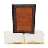 Dekoratif Hediyelik Ahşap Deri Defter - Beyaz
