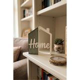 Dekoratif Home Yazılı Ev Biblosu - TV Ünitesi, Kitaplık ve Konsol Objesi 17,5 cm Yeşil 17 x 17