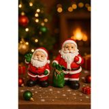 Dekoratif İkili Noel Baba Biblosu Noel Dekorasyon Figürü Hediyelik Yeni Yıl Süsü