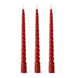 Dekoratif İtalyan Burgulu 3'lü Şamdan Mumu (3 Adet 20Cm), Spiral Mum,%100 Soya Wax, Kokulu Uzun Kırmızı Soya Mum, (Şamdan dahil değildir)
