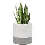 Dekoratif Jüt Saplı Hasır Sepet Saksı 20CM x 20 Cm, Jüt Bej Saksılık, Dekoratif Saksı ve Havluluk - Gri - Beyaz - 20 x 20