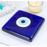 Dekoratif Kalın Cam Kağıt Ağırlığı Nazar Boncuğu 10X10 Gider Kapak Süsü Cam Nazarlık Mas