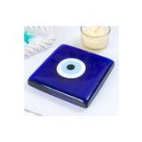 Dekoratif Kalın Cam Kağıt Ağırlığı Nazar Boncuğu 10x10 Gider Kapak Süsü Cam Nazarlık Masaüstü Notluk
