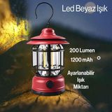 Dekoratif Kamp Lambasi Ledli Askili Beyaz Isikli El Feneri Isildak Sarjli Portatif Gece Lamba Kirmizi