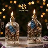 Dekoratif Kandil Mum 100 ml 2'li Set (Beyaz) - Içerisinde Doğal Bitkiler Bulunan El Yapımı Tekr - Çok Renkli