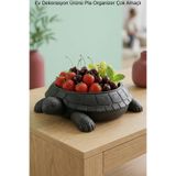 Dekoratif Kaplumbağa Organizer Çok Amaçlı Masaüstü Kase Modern Ev Dekor Objesi Siyah 15 x 14